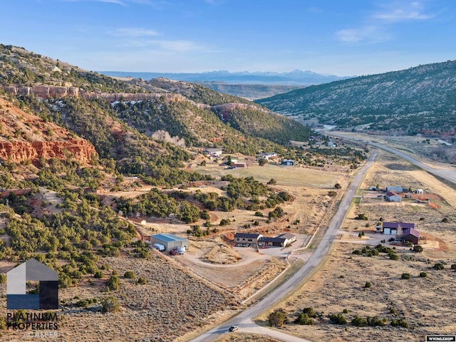 drone / aerial view with a mountain view