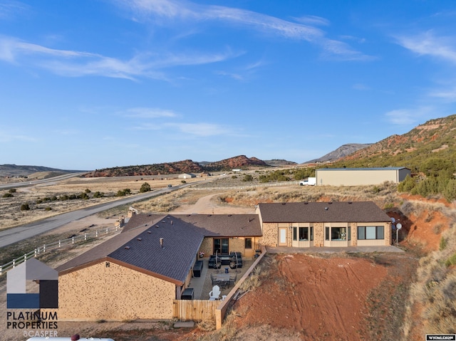 drone / aerial view with a mountain view