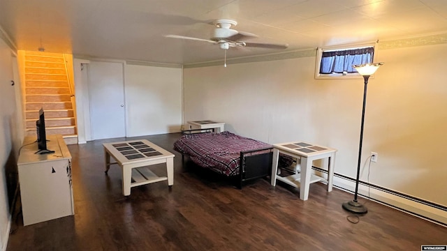 bedroom featuring ceiling fan and wood finished floors