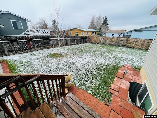view of yard with a fenced backyard