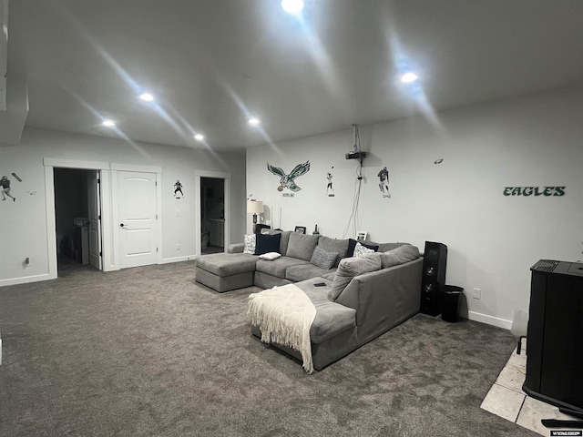 640 Lynn Ct, Green River, WY 82935 - living area featuring baseboards, carpet floors, and recessed lighting