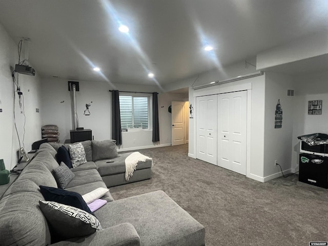 640 Lynn Ct, Green River, WY 82935 - living area with recessed lighting, baseboards, visible vents, and carpet