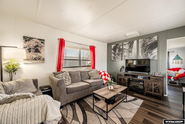 living area featuring wood finished floors