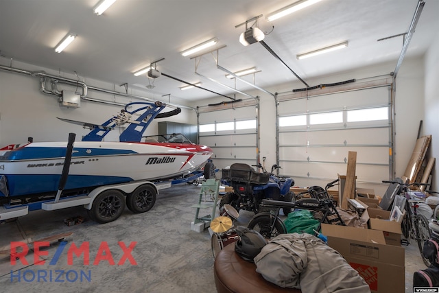 garage with a garage door opener