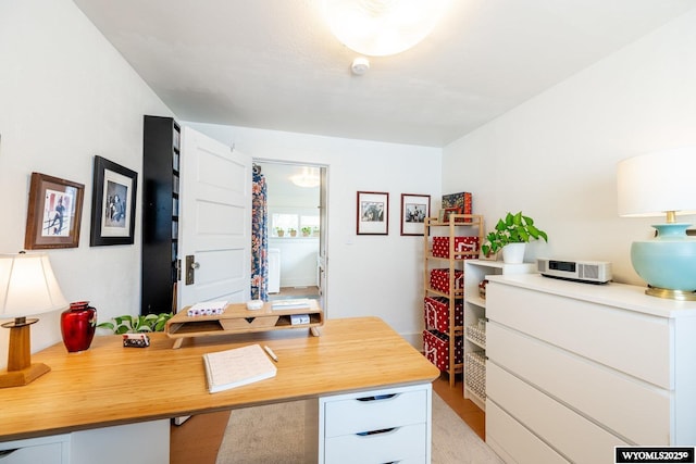 office space with light wood-style flooring