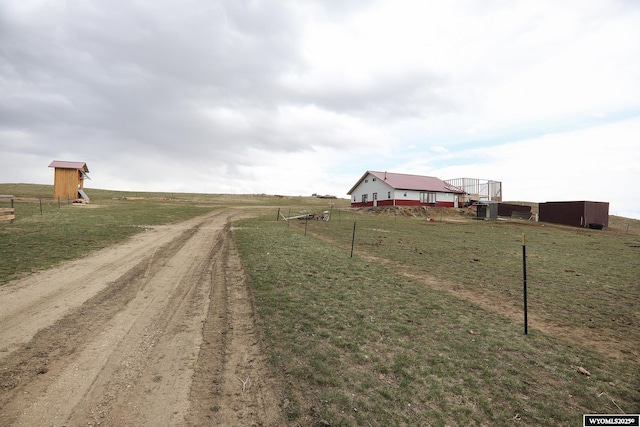 view of road featuring a rural view