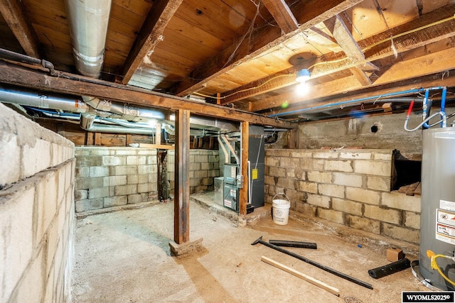 1324 Lewis St, Sheridan, WY 82801 - unfinished basement with gas water heater and heating unit