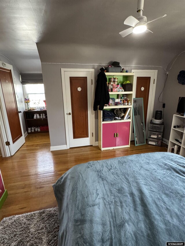 716 B St, Rock Springs, WY 82901 - bedroom with ceiling fan, wood finished floors, and baseboards