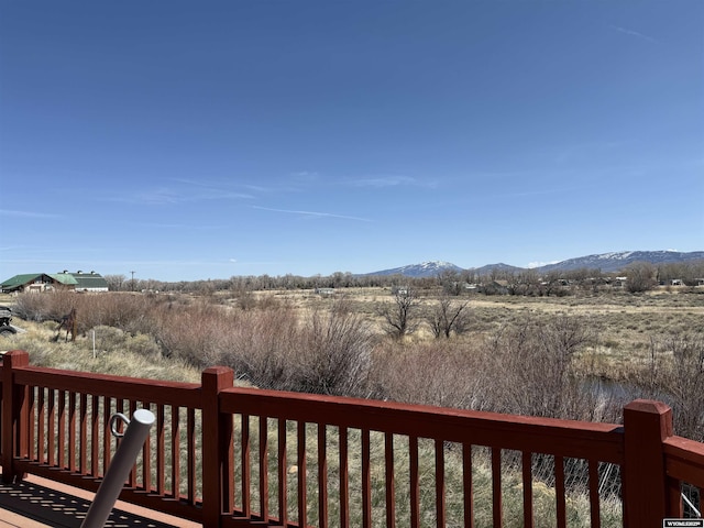 deck with a mountain view