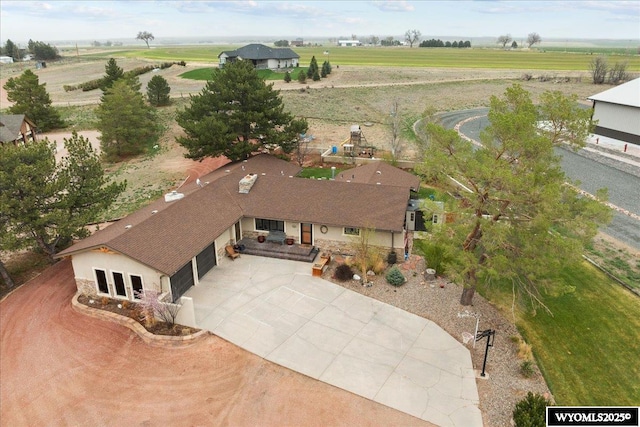 aerial view with a rural view