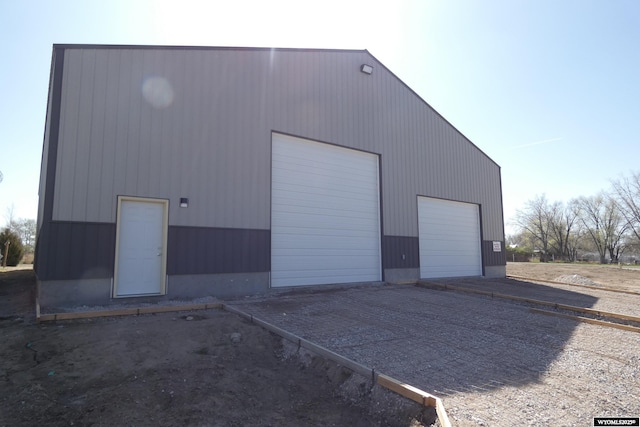 view of detached garage