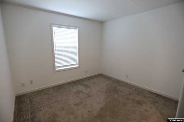 empty room featuring baseboards and carpet