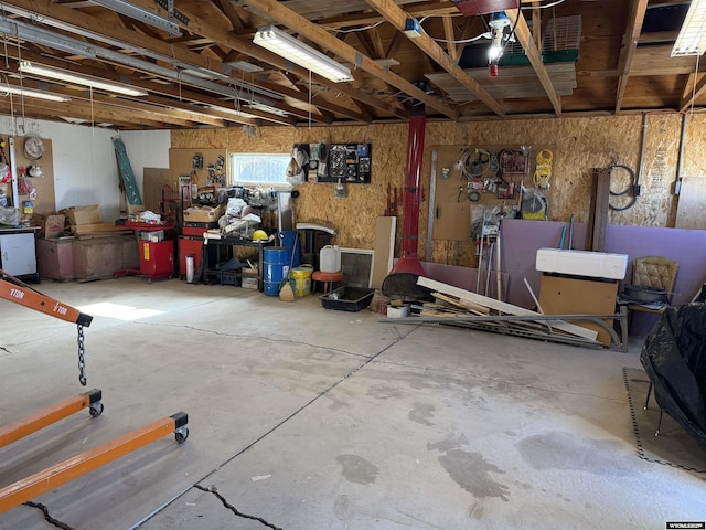basement featuring a workshop area