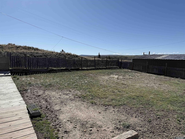 view of yard with a fenced backyard