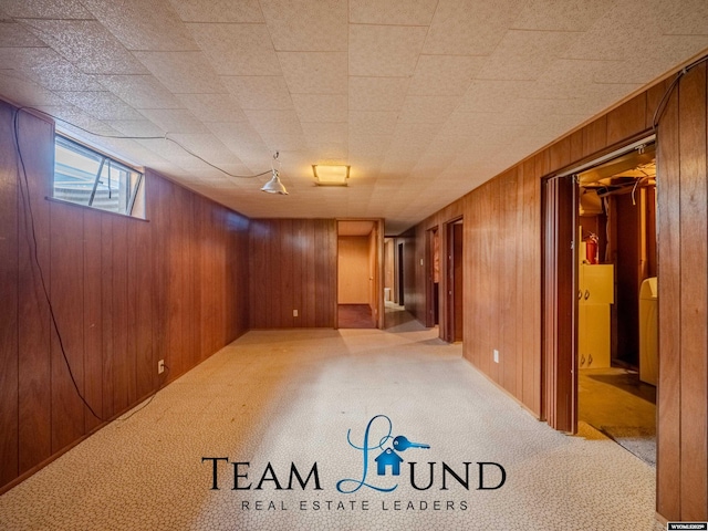 below grade area with wooden walls