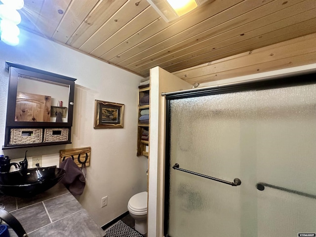 2025 Rolling Hls, Kemmerer, WY 83101 - bathroom with a sink, a stall shower, toilet, and tile patterned floors
