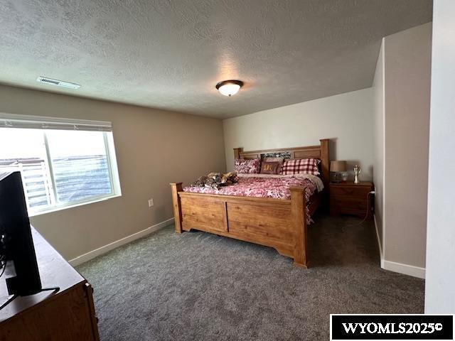 109 Chardonnay, Rock Springs, WY 82901 - carpeted bedroom featuring visible vents, a textured ceiling, and baseboards