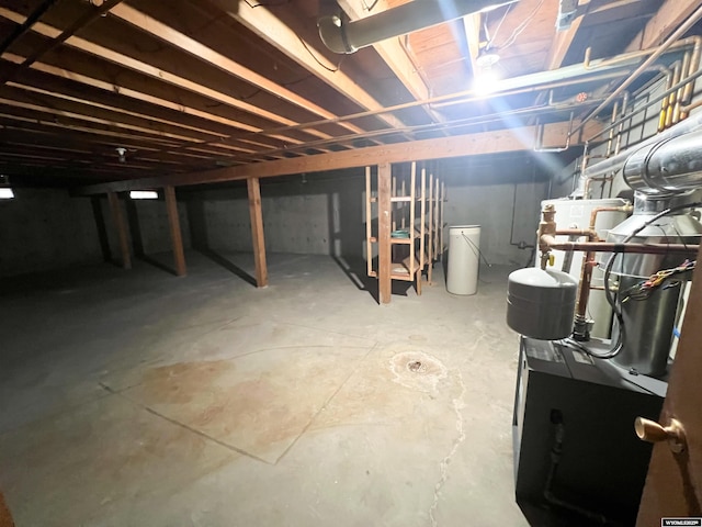 view of unfinished basement