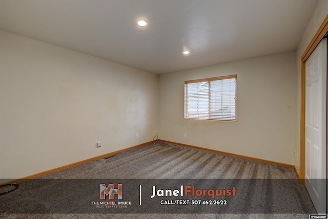 3507 Aspen Ln, Casper, WY 82604 - unfurnished bedroom with baseboards, carpet flooring, recessed lighting, and visible vents