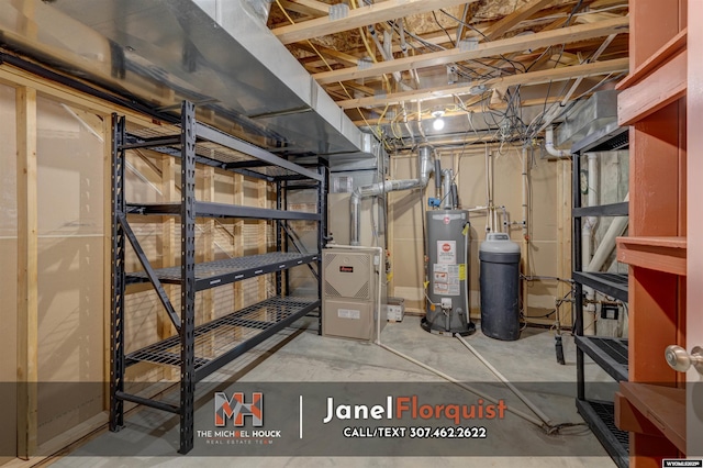 3507 Aspen Ln, Casper, WY 82604 - unfinished basement featuring water heater and heating unit