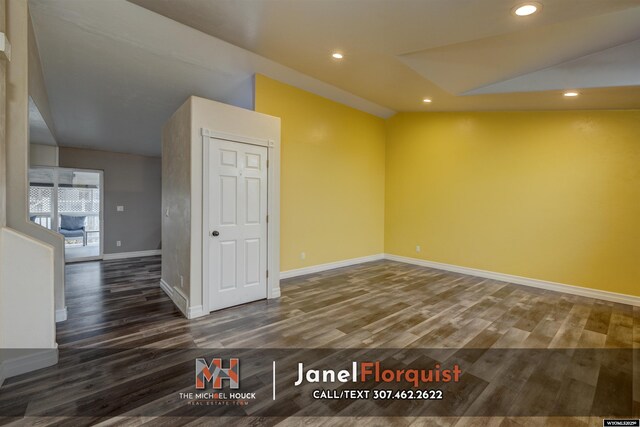 3507 Aspen Ln, Casper, WY 82604 - spare room with baseboards, recessed lighting, and wood finished floors