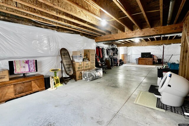 view of unfinished basement