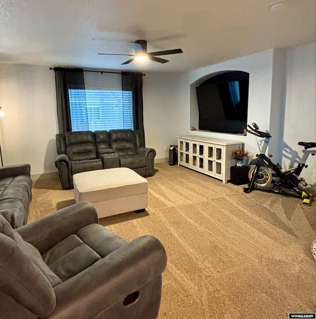 999 Eagle Dr, Douglas, WY 82633 - living room featuring ceiling fan and carpet