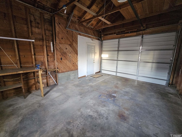garage with wooden walls