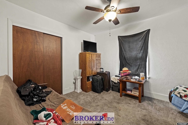 1105 N Elma, Casper, WY 82601 - bedroom with carpet flooring, a ceiling fan, baseboards, and a closet