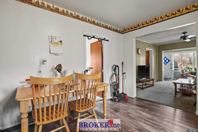 1105 N Elma, Casper, WY 82601 - dining room featuring baseboards, a ceiling fan, and wood finished floors