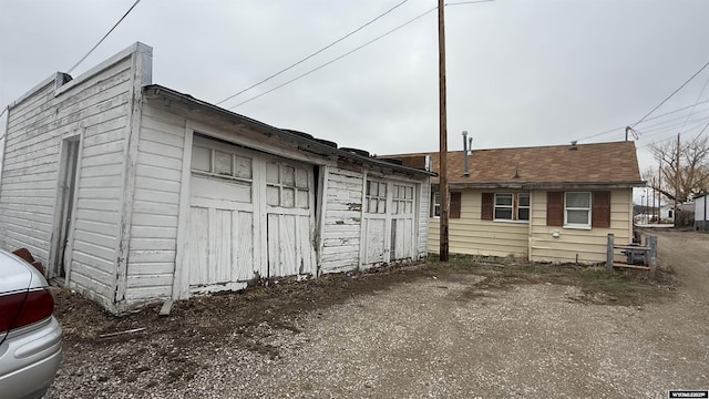 exterior space with an outbuilding
