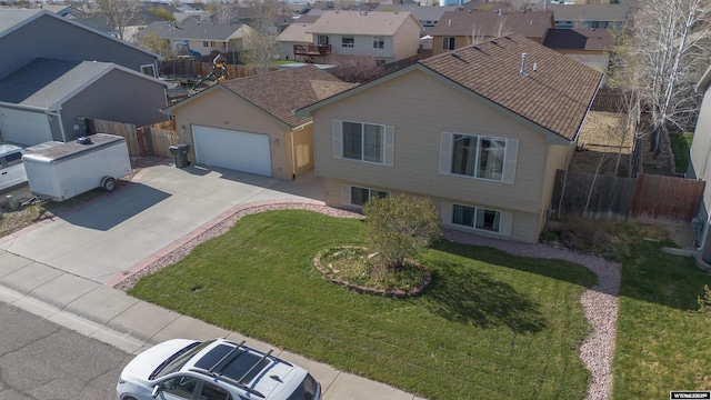 aerial view with a residential view