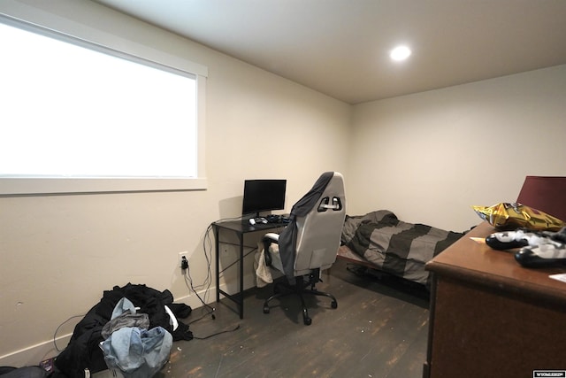 office area featuring recessed lighting and wood finished floors