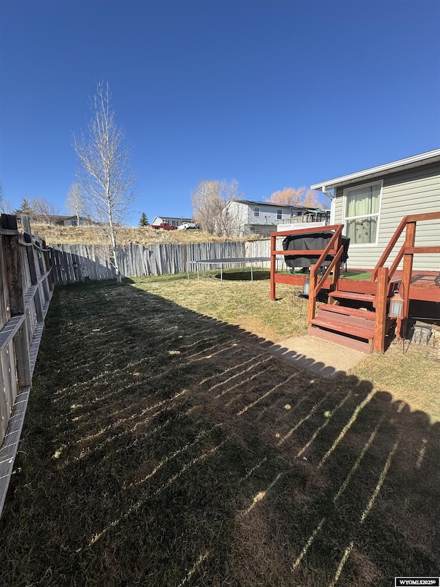 117 Sandstone Dr, Evanston, WY 82930 - view of yard with a fenced backyard and a wooden deck