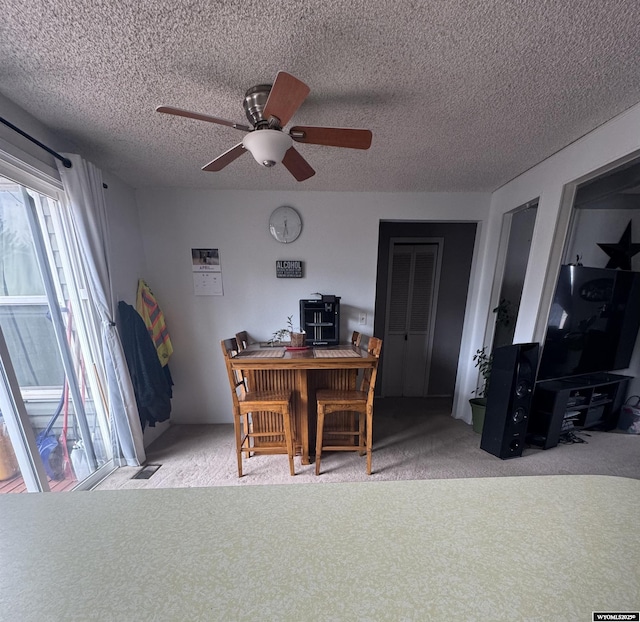 117 Sandstone Dr, Evanston, WY 82930 - office with carpet flooring, a textured ceiling, visible vents, and ceiling fan