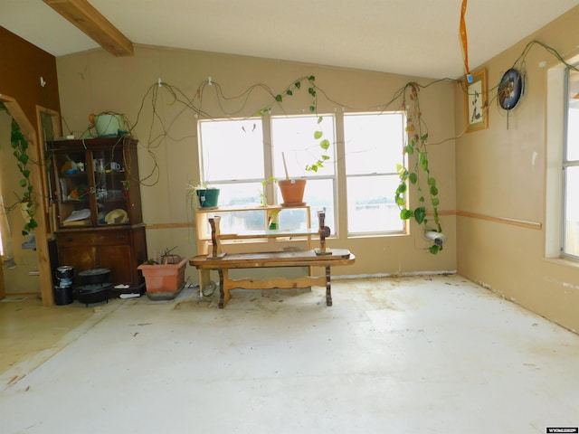 479 Hoskins Ln, Rock Springs, WY 82901 - interior space featuring unfinished concrete floors and beam ceiling