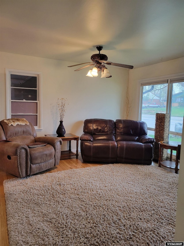 1001 Country Club Rd, Casper, WY 82609 - living area with ceiling fan and wood finished floors