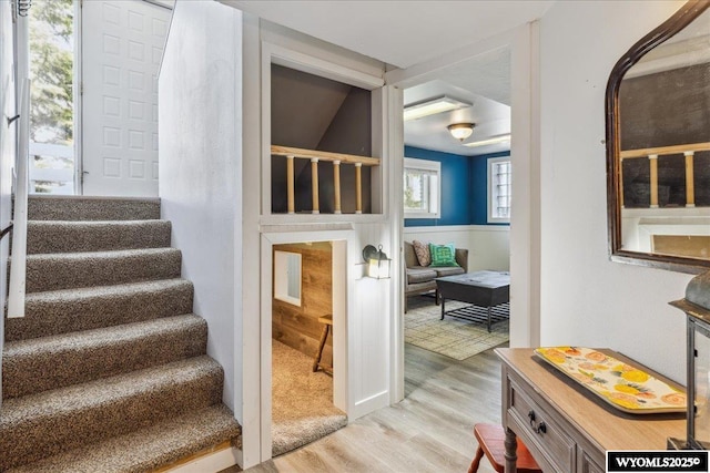 147 Apache Dr, Evanston, WY 82930 - staircase featuring wood finished floors