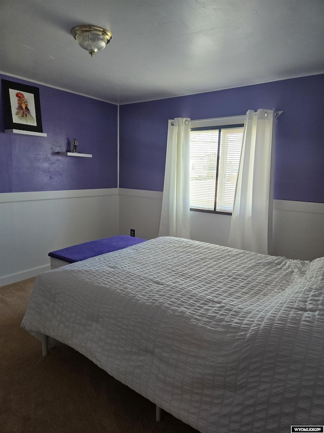 716 E 3rd St, Marbleton, WY 83113 - bedroom featuring a wainscoted wall and carpet flooring