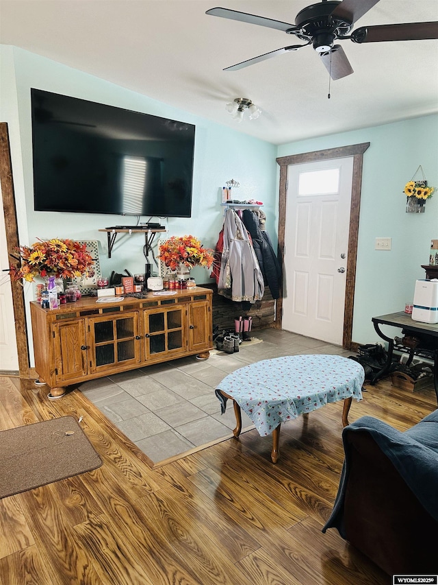 65 Eagle Ln, Lyman, WY 82937 - living room with light wood-style flooring and a ceiling fan