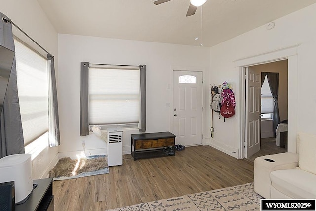 330 M St, Rock Springs, WY 82901 - foyer entrance with wood finished floors, ceiling fan, and baseboards