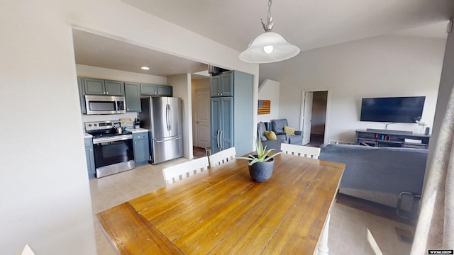 dining space with recessed lighting