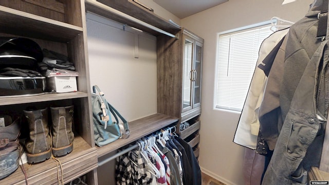 spacious closet featuring wood finished floors