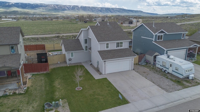 view from above of property featuring a mountain backdrop