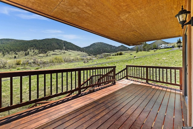 deck with a mountain view