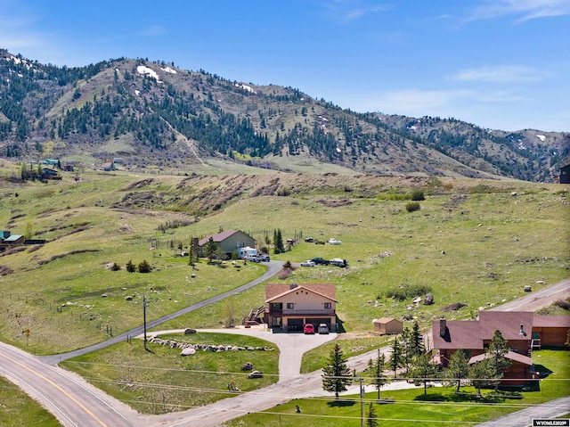 view from above of property featuring mountains
