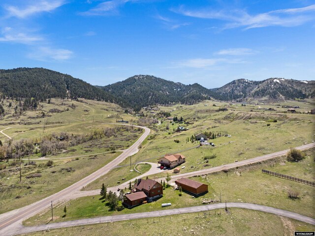 overview of rural landscape with a mountain backdrop