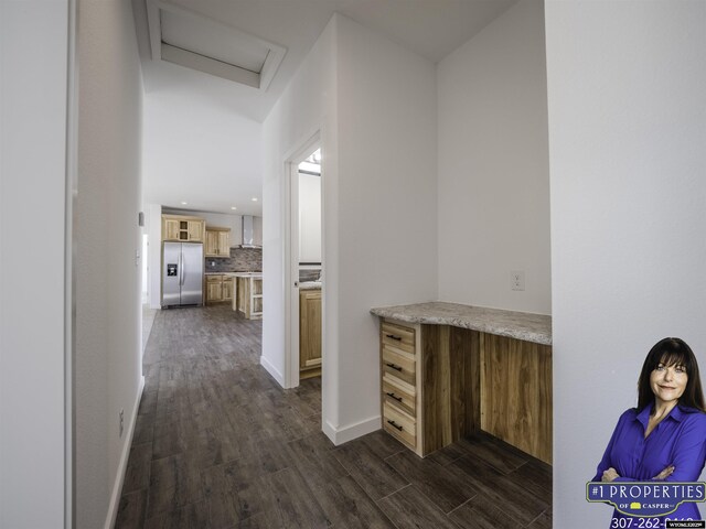 430 W Platte, Glenrock, WY 82637 - corridor with attic access and dark wood-style flooring