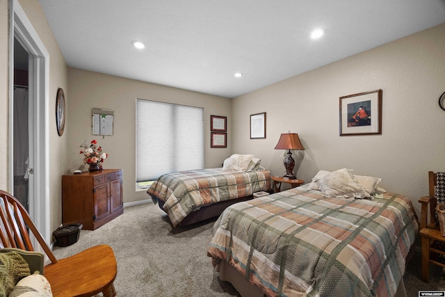 bedroom with carpet and recessed lighting