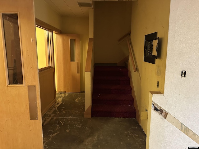 219 W Franklin St, Morrill, NE 69358 - staircase with unfinished concrete floors